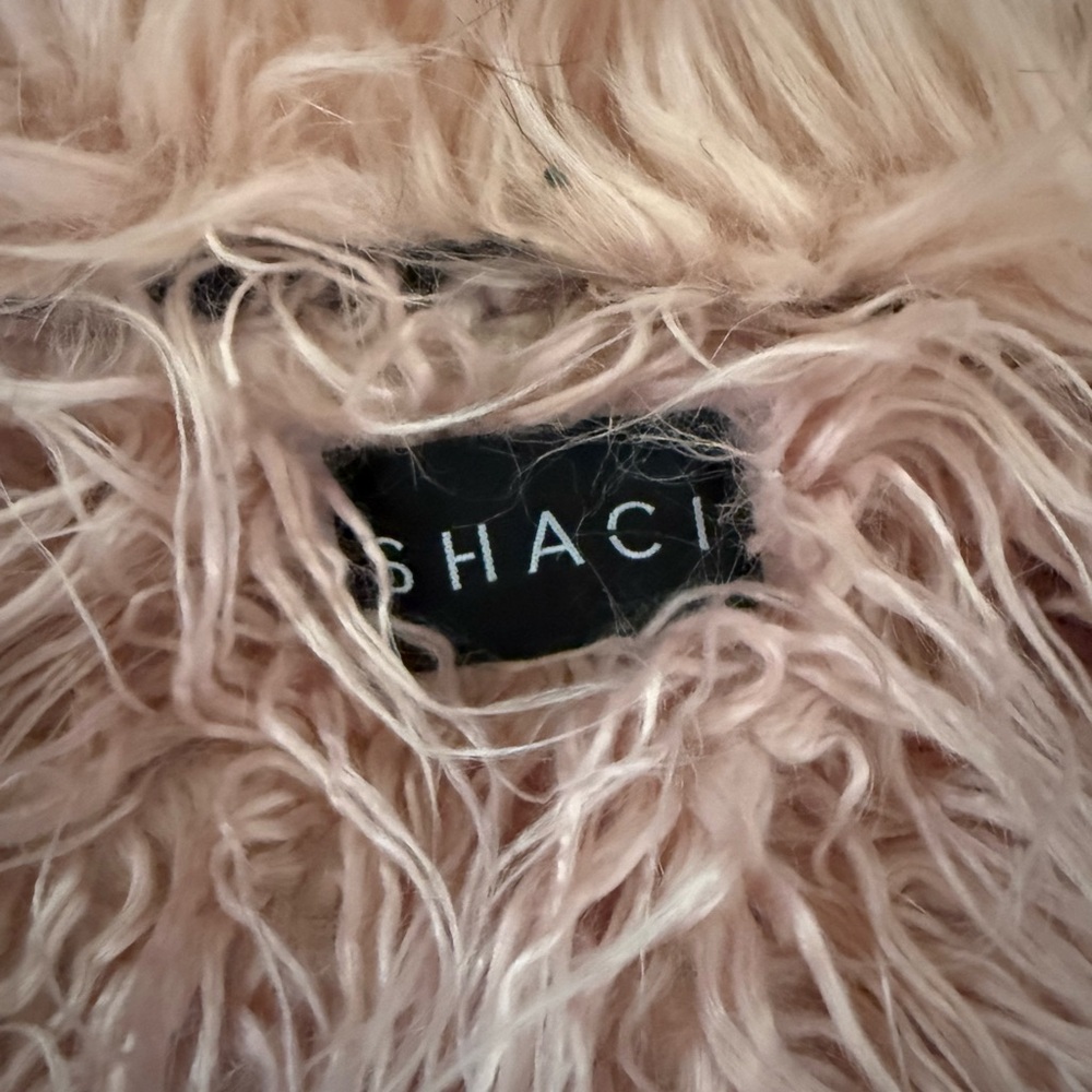 Black Jean Jacket with Pink Faux Fur Lining and Collar - Picture 4 of 7